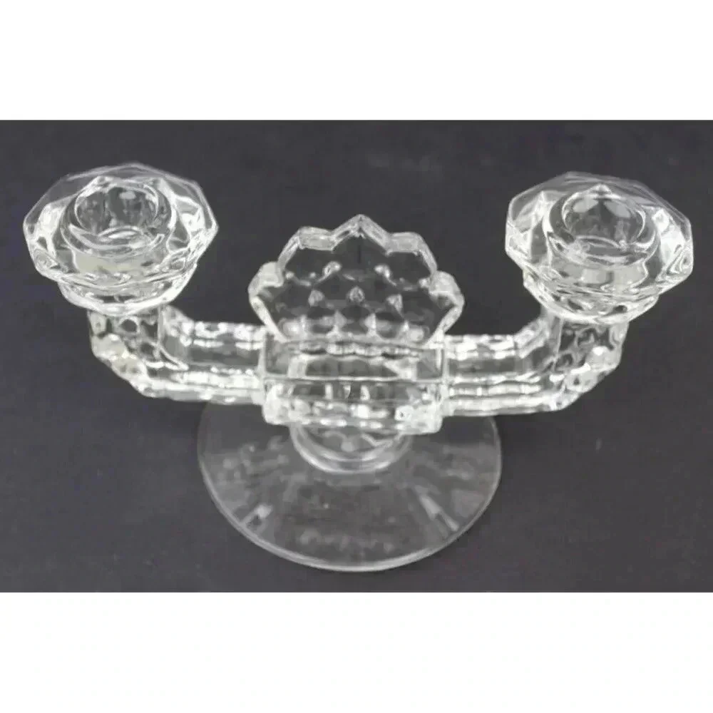 VINTAGE Antique Victorian Glass 2 ARM CASTLE Medieval Gothic CANDLESTICK HOLDER